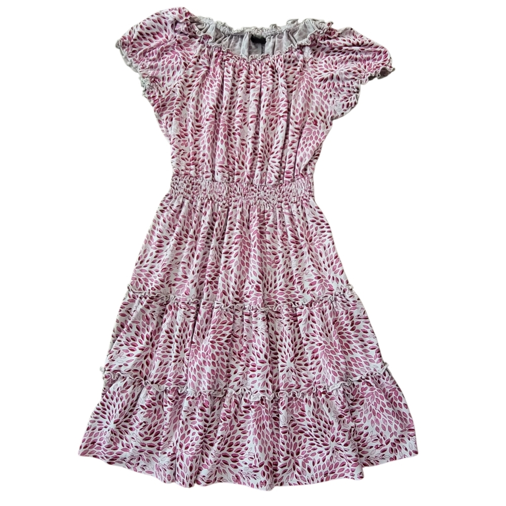 Kate And Lily Pink Patterned Ruffle Midi Dress - Picture 3 of 7